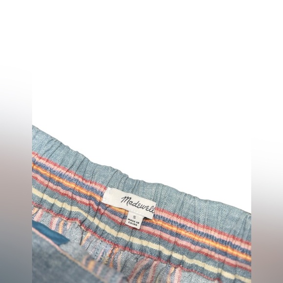 MADEWELL - Tall Side-Button Huston Pull-On Crop Pants in Rainbow Stripe Sz Small - Picture 5 of 8